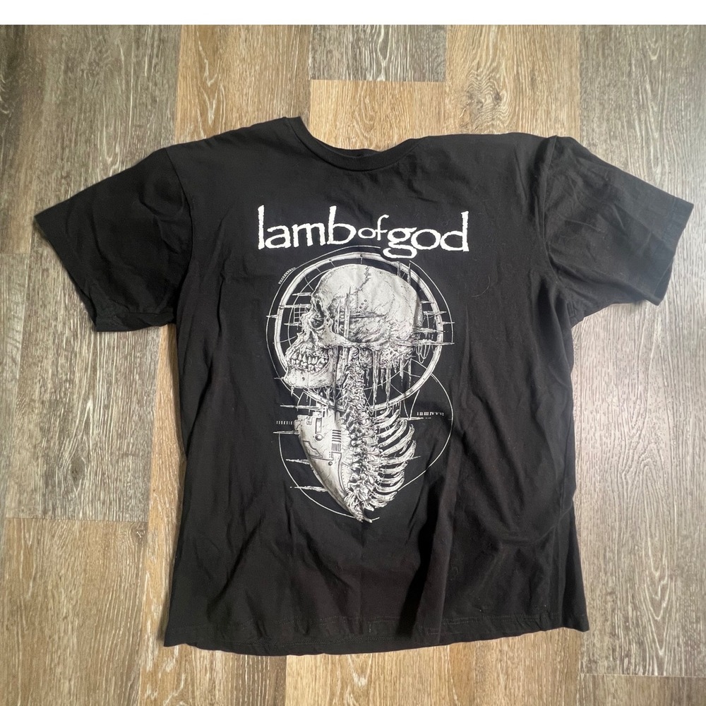 Lamb of God T-Shirt Mens Large Black North America 2021 Tour Band Skull Graphic
